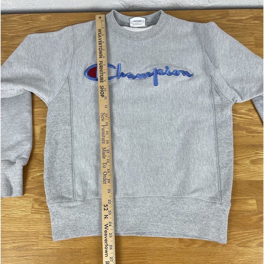 Champion Reverse Weave Sweatshirt Mens Small Gray Embroidered Script Logo GF70 - Picture 6 of 11